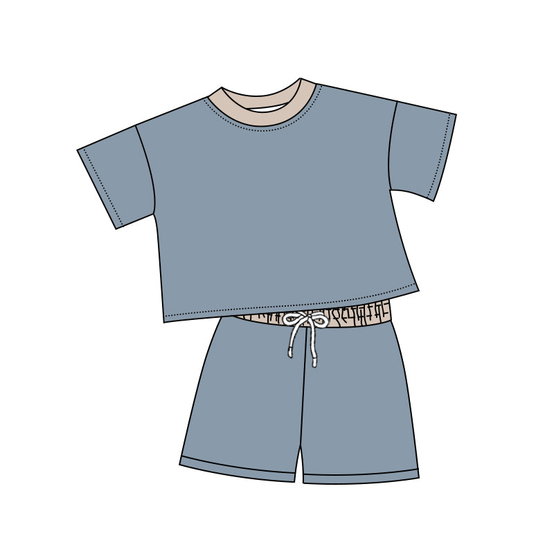 Baby Boys Blue Shirt Top Cotton Shorts Clothes Sets Preorder