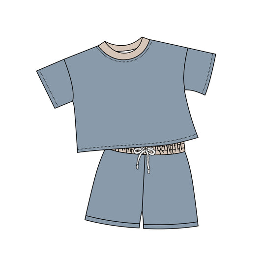 Baby Boys Blue Shirt Top Cotton Shorts Clothes Sets Preorder