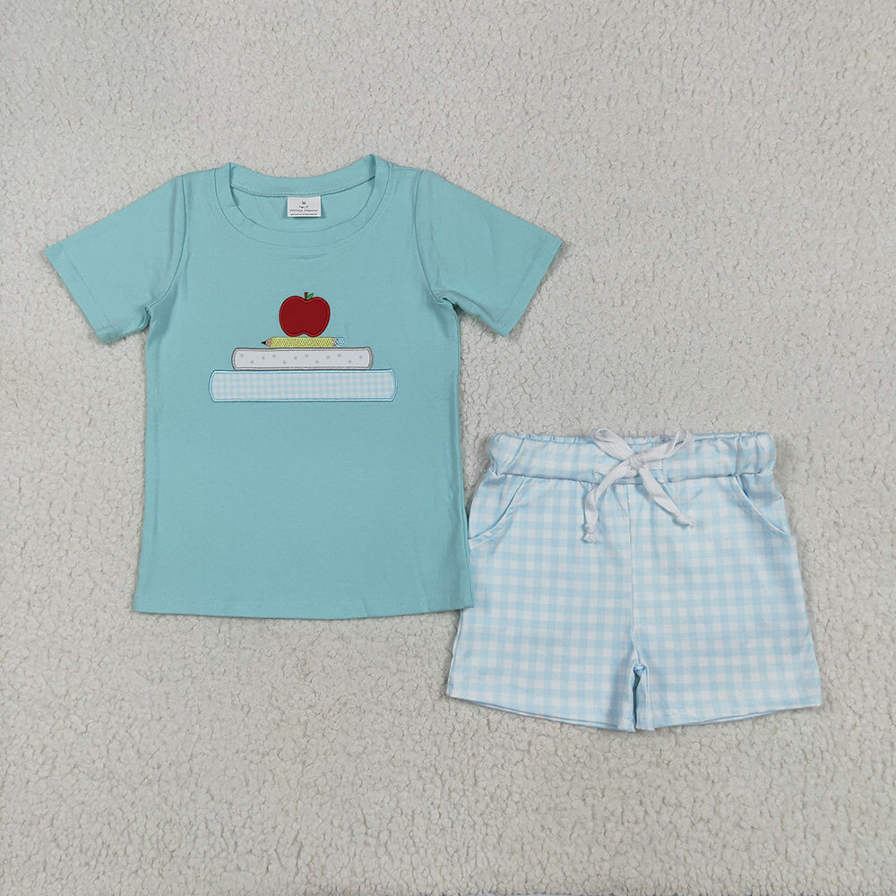 Sibling Embroidery Baby Girls Boys Apple Back To School Books Outfits Sets