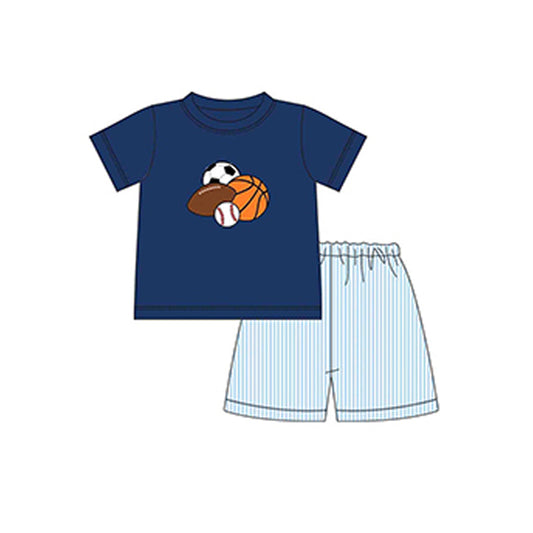 Baby Boys Navy Sports Top Stripes Shorts Clothes Sets Preorder