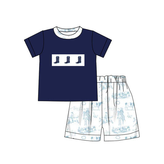 Baby Boys Western Boots Top Rodeo Shorts Clothes Sets Preorder