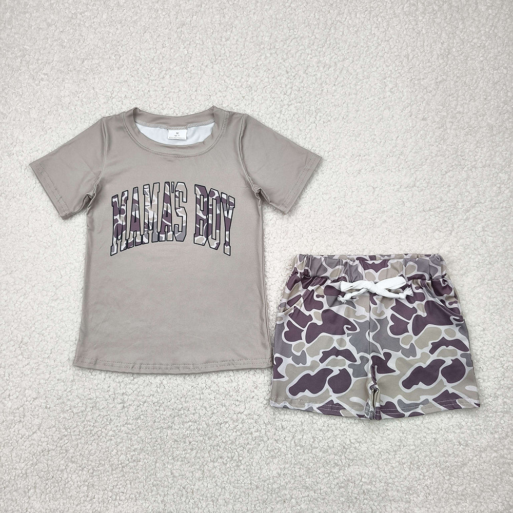 Sibling 3 Colors Baby Boys Mama's Boy Tops Camouflage Shorts Outfits