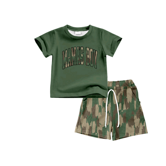 Baby Boys Mama's Boy Shirt Top Tee Camouflage Shorts Clothes Sets preorder