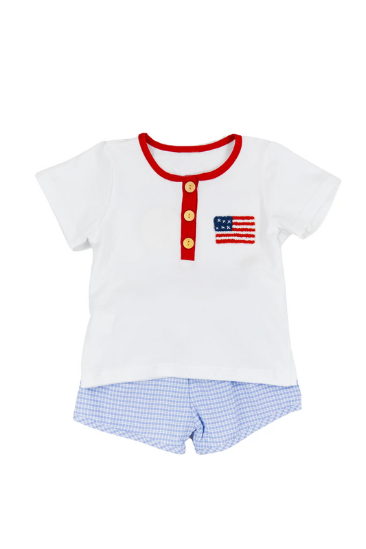 Baby Boys White Flag Pullovers Top Shorts Clothes Sets preorder