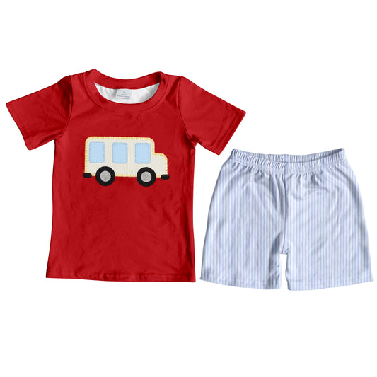 Baby Boys Red Back To School Shirt Top Tee Shorts Clothes Sets preorder