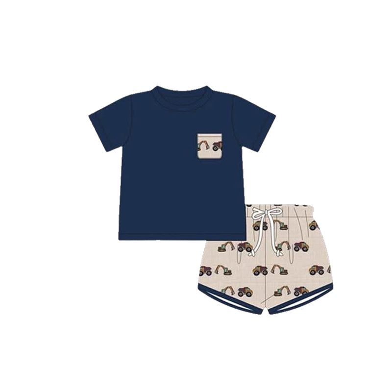 Baby Boys Truck Digger Pocket Tops Shorts Clothes Sets preorder