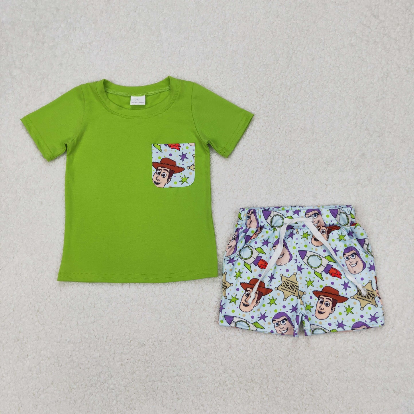 Sibling Baby Boys Girls Cartoon Style Pockets Short Clothes Set Ruffle Knee Length Dresses