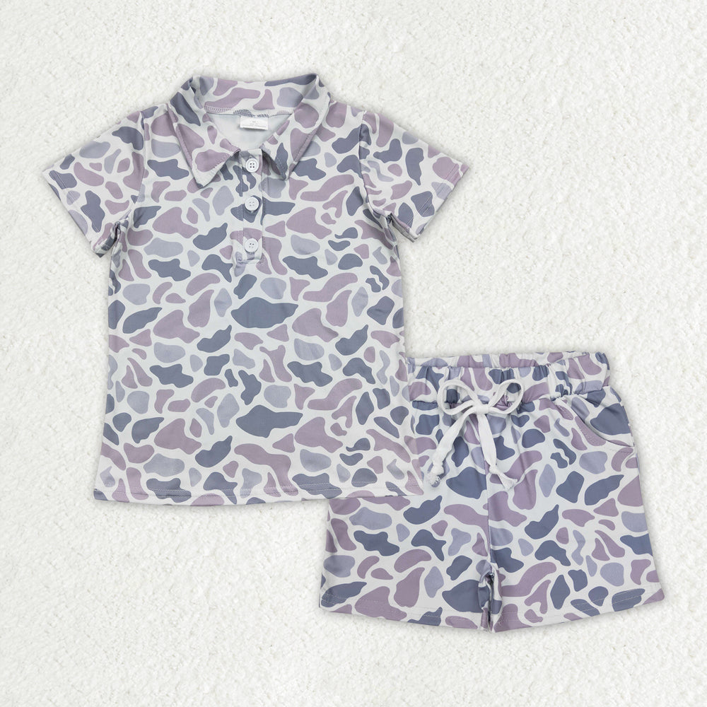 Sibling Baby Boys Southern Camo Button Polo Shirt Pockets Shorts Clothes Sets