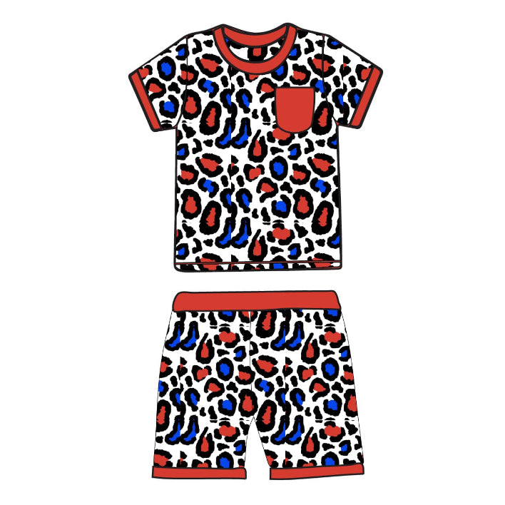 Baby Boys Short Sleeves Colorful Leopard Shirt Shorts Pajamas Clothes Sets preorder