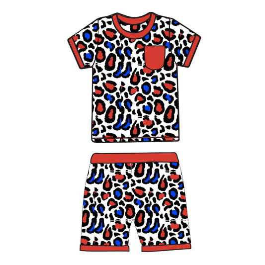 Baby Boys Short Sleeves Colorful Leopard Shirt Shorts Pajamas Clothes Sets preorder