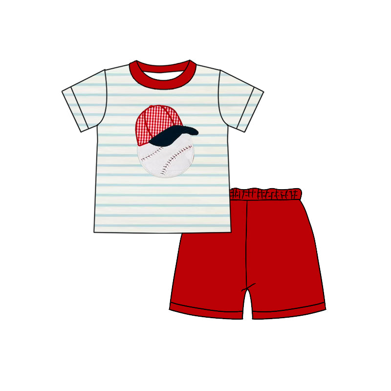 Baby Boys Blue Short Sleeves Baseball Top Red Short Set Preorder