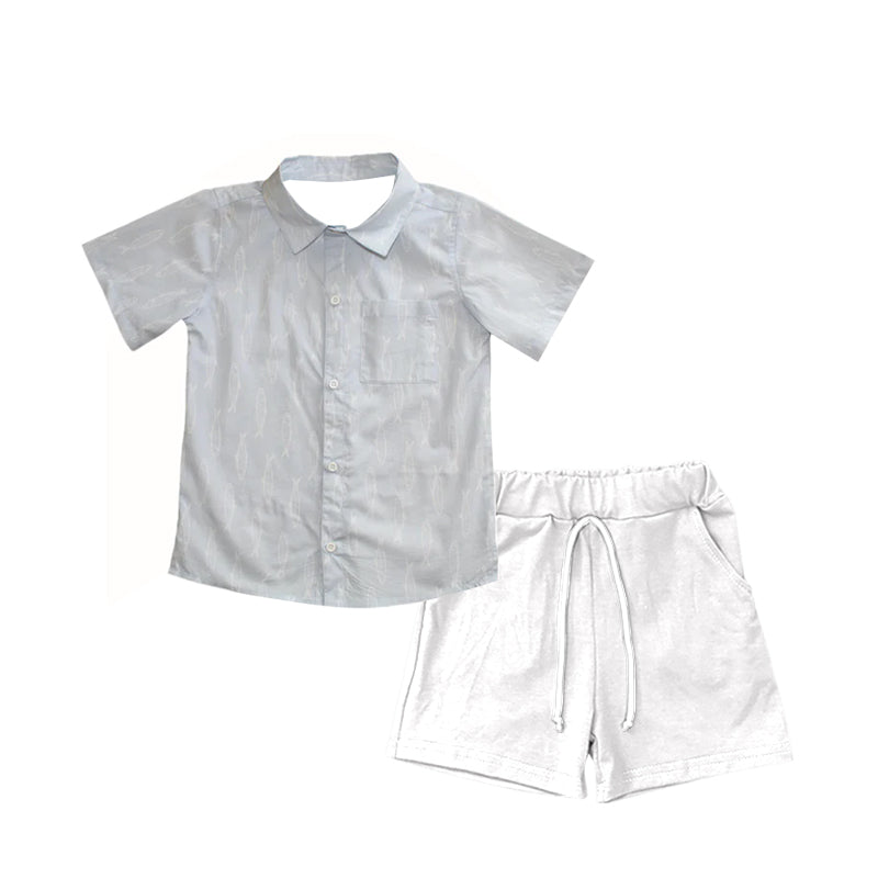 Baby Boys Floral Button Shirt Top Pockets Short Set Preorder