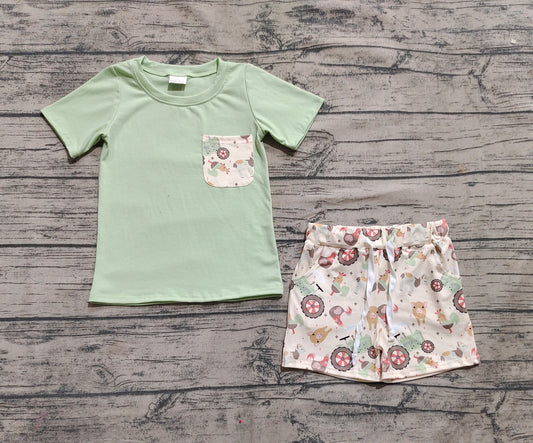 Baby Boys Pocket Top Chicks Pigs Short Farm Sets