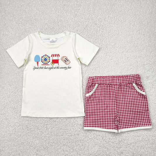 Baby Boys Ice Cream Store Top Red Plaid Pockets Shorts Sets
