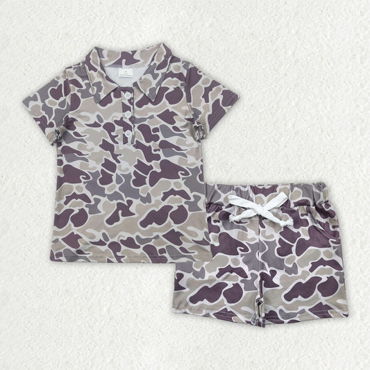 Sibling Baby Boys Southern Camo Button Polo Shirts Pockets Short Clothes Set