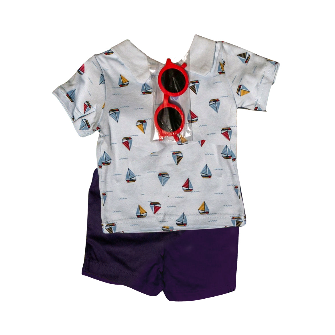 Baby Boys Short Sleeves Boats Top Purple Short Set Preorder