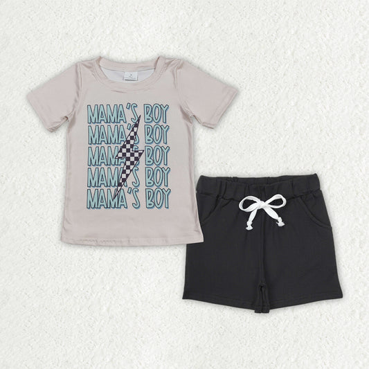 Baby Boys Mama's Boy Lightning Top Black Pockets Shorts Clothes Sets