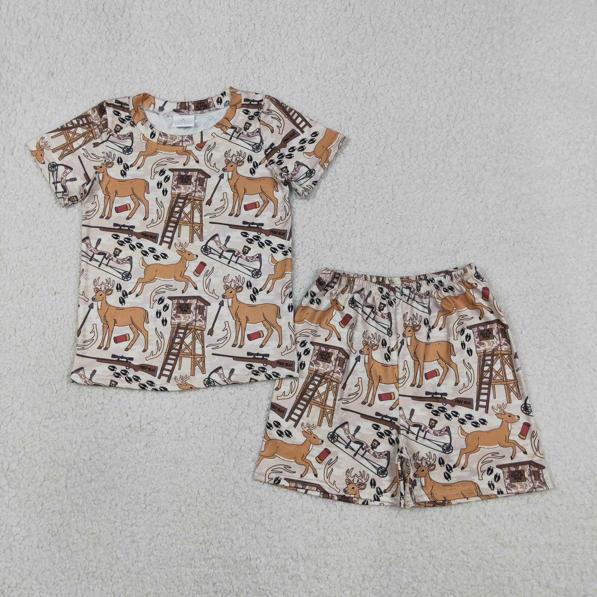 Sibling Baby Boys Short Sleeve Southern Camo Ducks Top Pockets Short Hunting Clothes Sets