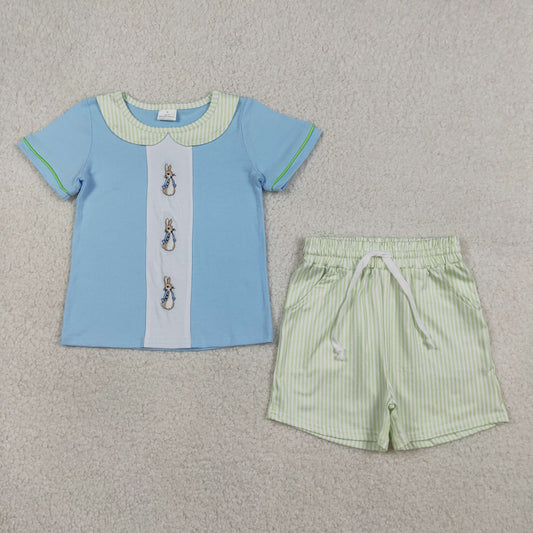 Sibling Baby Kids Short Sleeve Embroidery Rabbits Easter Set Dress Ruffle Rompers
