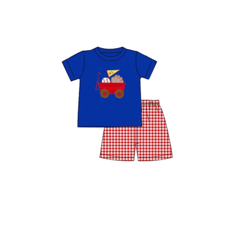 Baby Boys Baseballs Truck Top Checked Shorts Team Clothes Sets Preorder