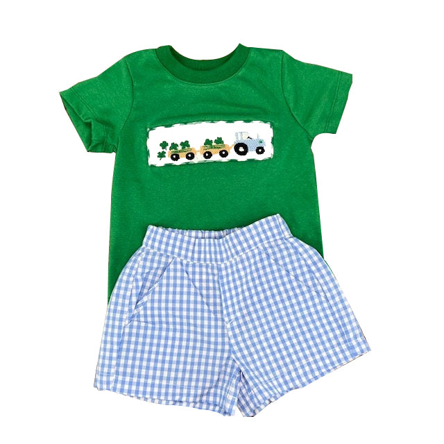 Baby Boys Trucks Clovers Top Pockets Checked Shorts St Patrick Clothes Sets Preorder