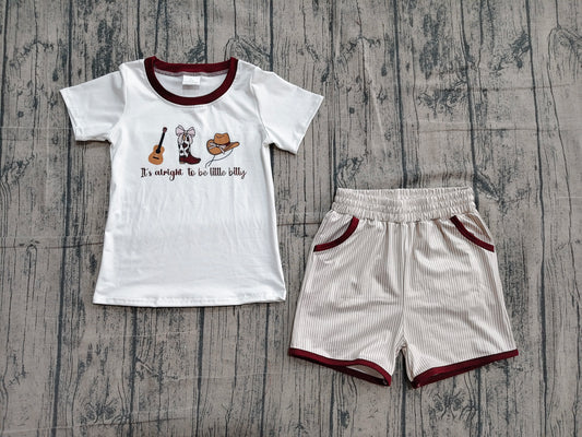 Baby Boys Boots Hat Guitar Top Stripe Pockets Shorts Western Clothes Sets Preorder
