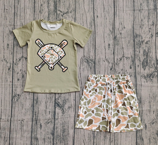 Baby Girls Southern Orange Camo Baseballs Top Pockets Shorts Team Clothes Sets