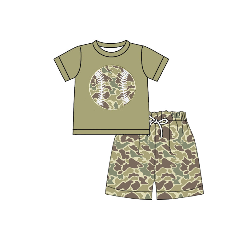 Baby Girls Green Camo Baseball Top Shorts Team Clothes Sets Preorder