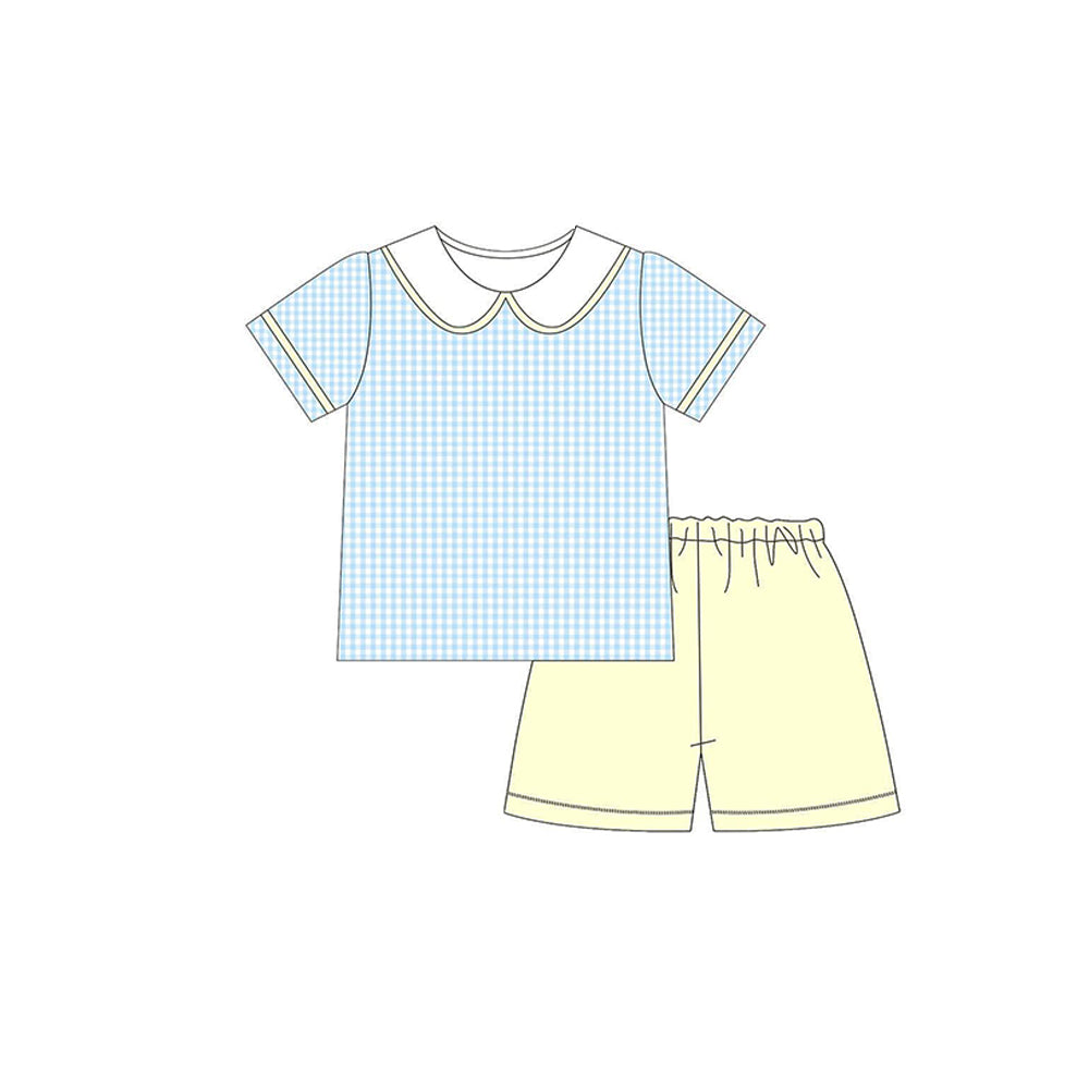 Baby Boys Checked Collar Top Shorts Clothes Sets Preorder