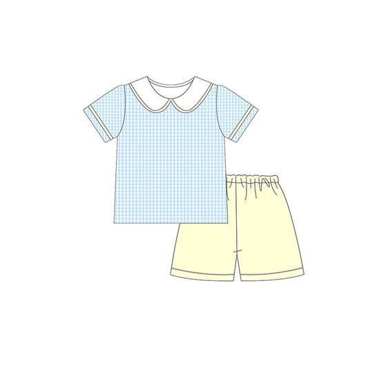 Baby Boys Checked Collar Top Shorts Clothes Sets Preorder