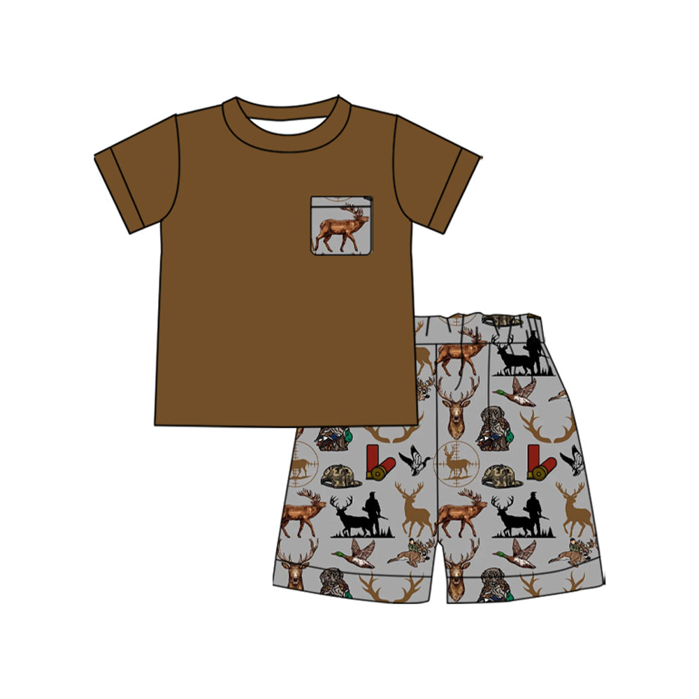 Baby Boys Deer Pocket Top Hunting Shorts Clothes Sets Preorder
