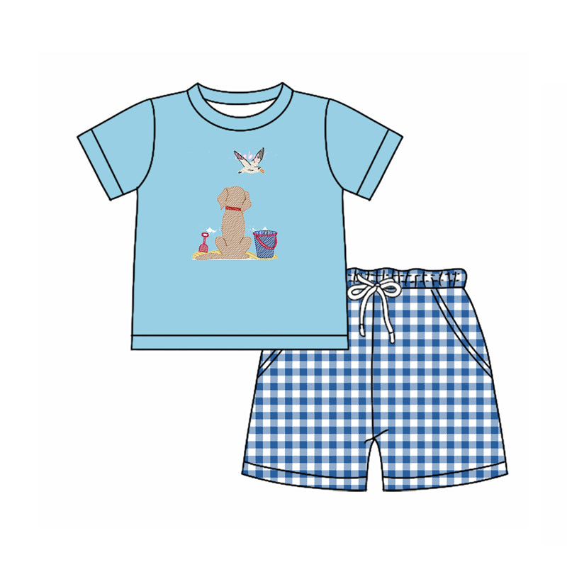 Baby Boys Bird Dogs Beach Top Checked Pockets Shorts Clothes Sets Preorder