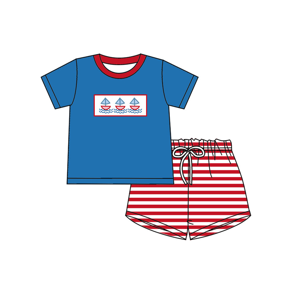 Baby Boys Boats Top Stripe Shorts Clothes Sets Preorder