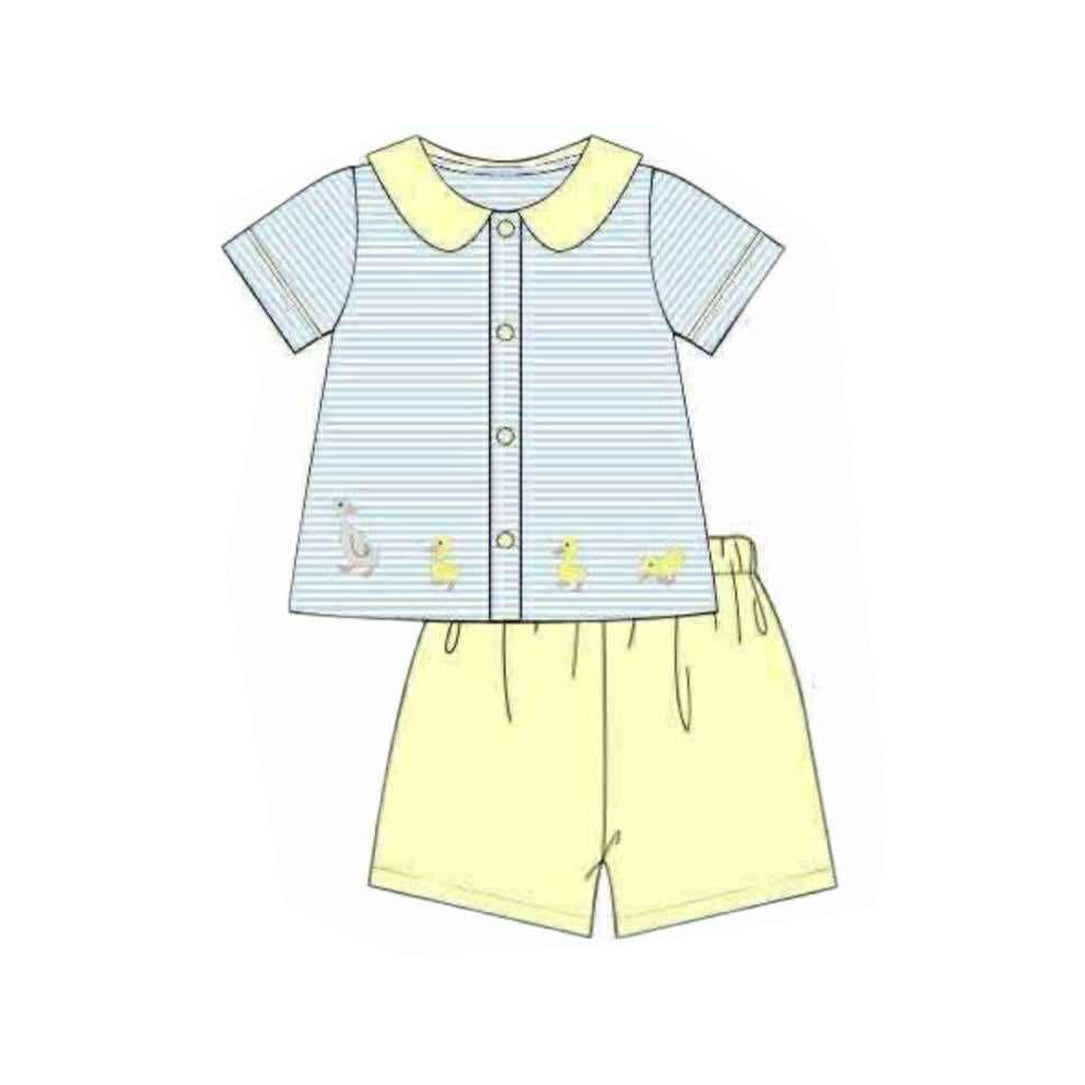 Baby Boys Gooses Ducks Stripe Button Top Shorts Clothes Sets Preorder