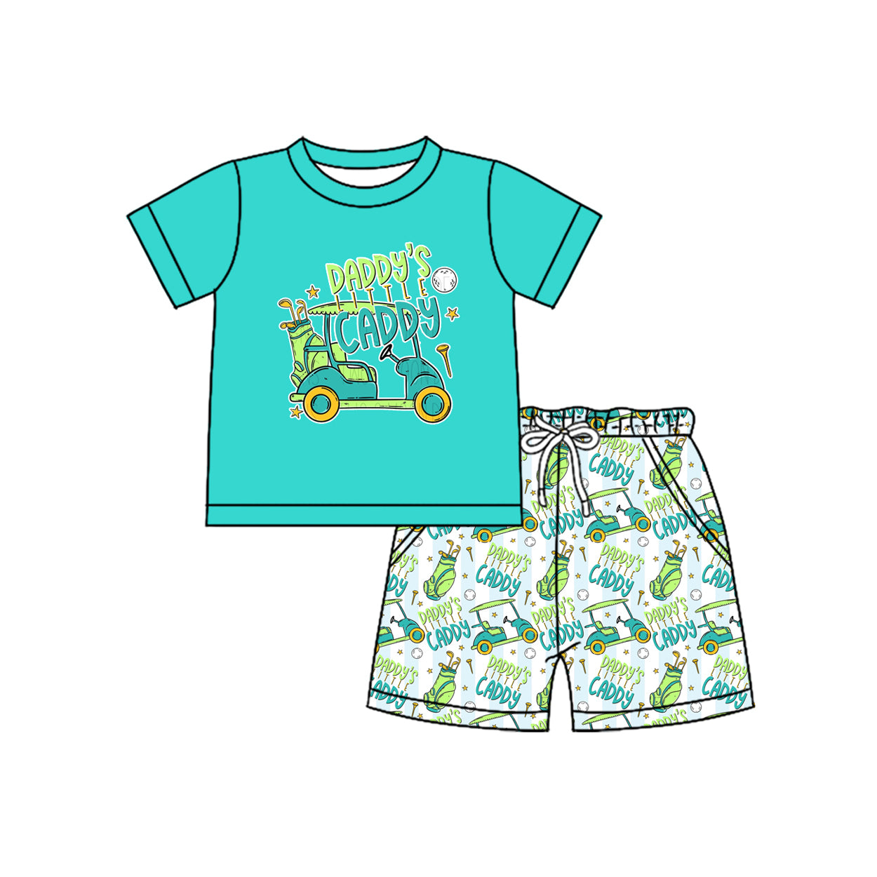 Baby Boys Daddy's Caddy Golf Trucks Top Pockets Shorts Clothes Sets Preorder