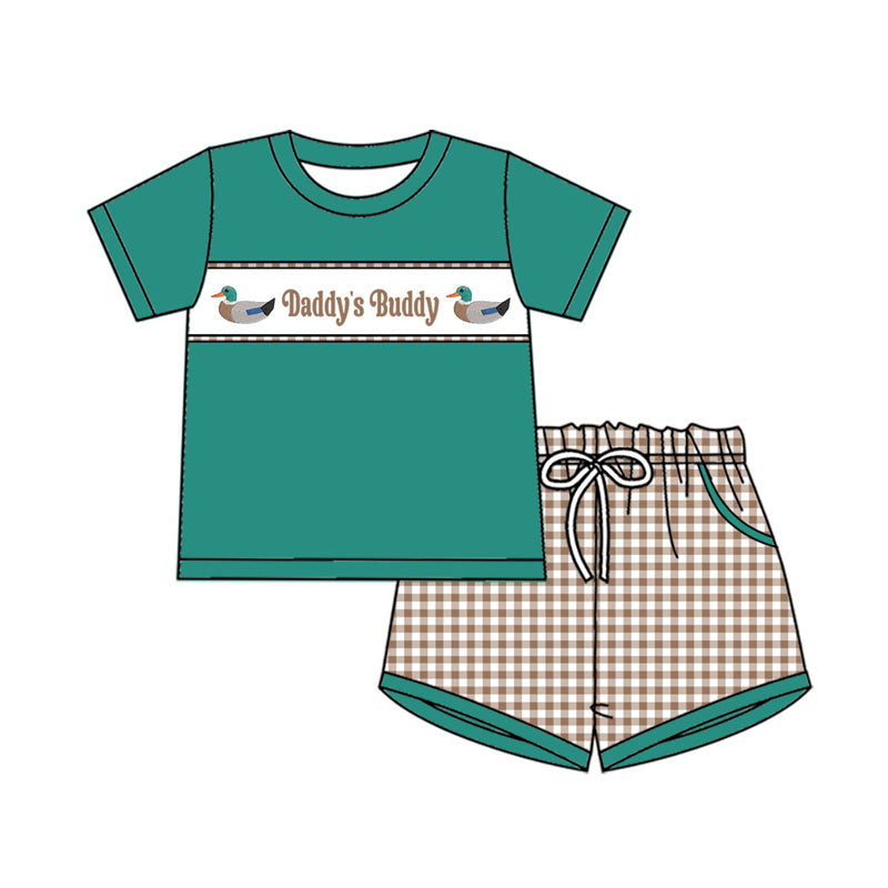 Baby Boys Short Sleeve Ducks Daddy's Buddy Top Pockets Short Clothes Sets Preorder