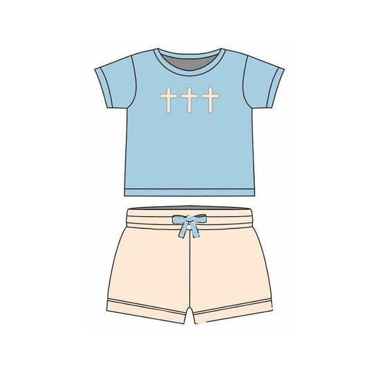 Baby Boys Crosses Top Shorts Easter Clothes Sets Preorder
