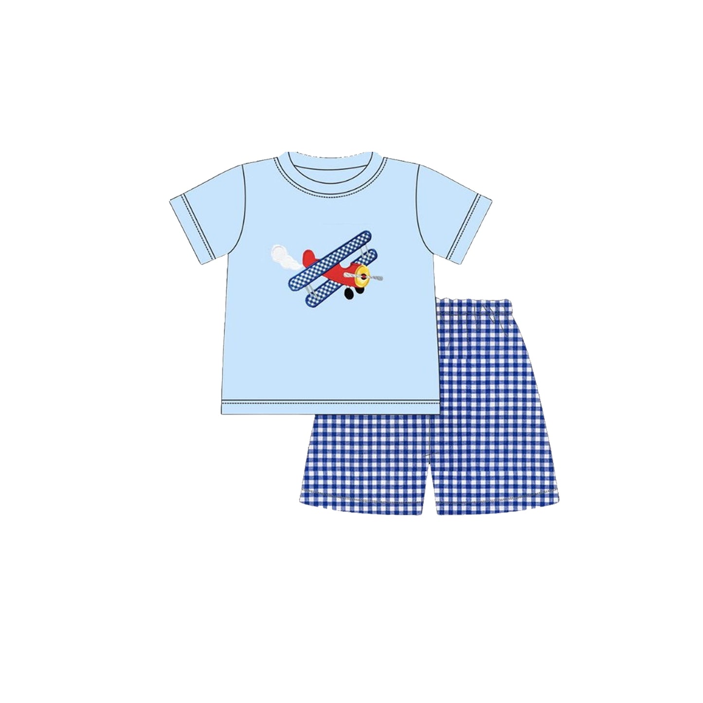 Baby Boys Planes Top Checked Shorts Clothes Sets Preorder