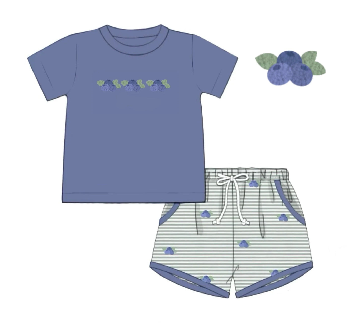 Baby Boys Blueberry Top Checked Pockets Clothes Sets Preorder