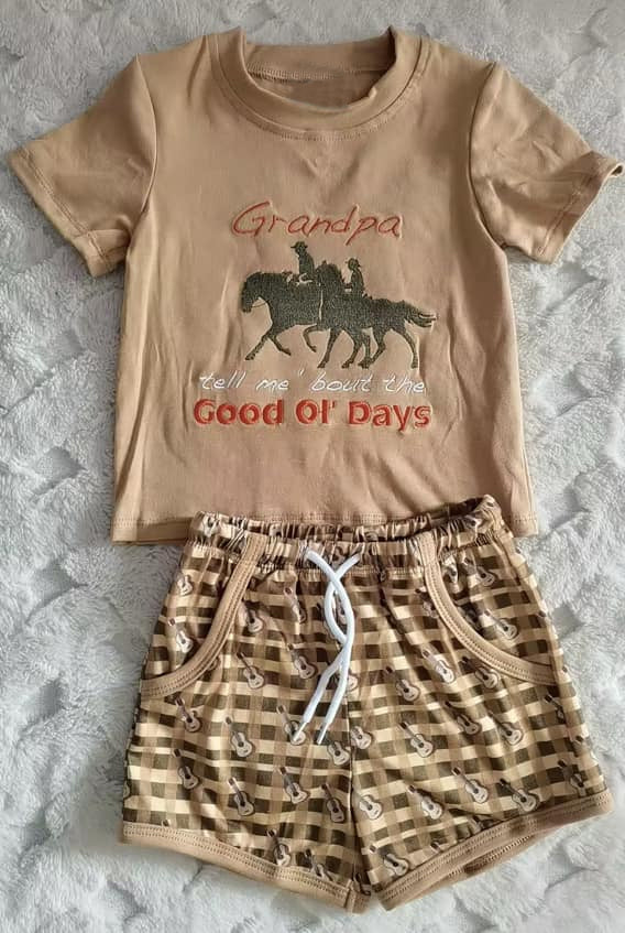 Baby Boys Horse Rodeos Top Pockets Shorts Western Clothes Sets Preorder