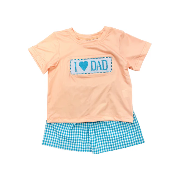 Baby Boys I Love Dad Top Checked Pockets Shorts Clothes Sets Preorder
