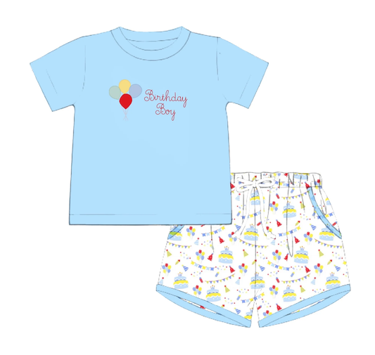 Baby Birthday Boy Balloons Top Shorts Clothes Sets Preorder