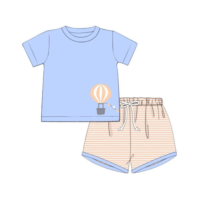 Baby Boys Hot Air Balloons Top Stripe Shorts Clothes Sets Preorder