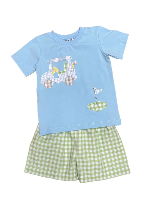 Baby Boys Golf Truck Flags Top Checked Shorts Clothes Sets Preorder