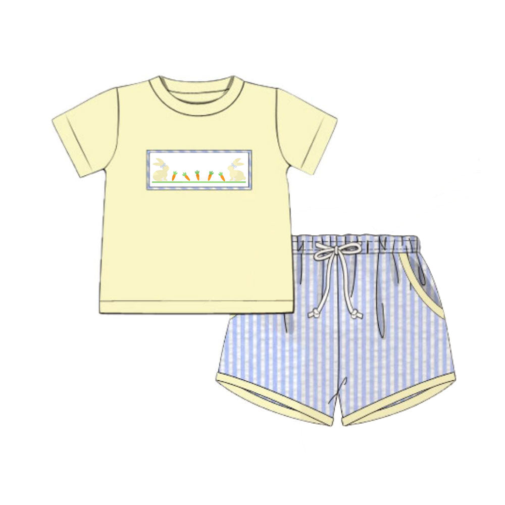 Baby Boys Rabbit Carrots Top Stripe Pockets Shorts Easter Clothes Sets Preorder