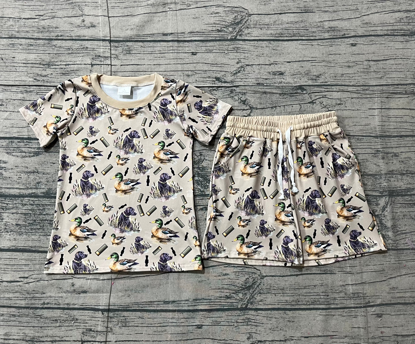 Baby Boys Ducks Calls Dogs Top Pockets Shorts Hunting Clothes Sets