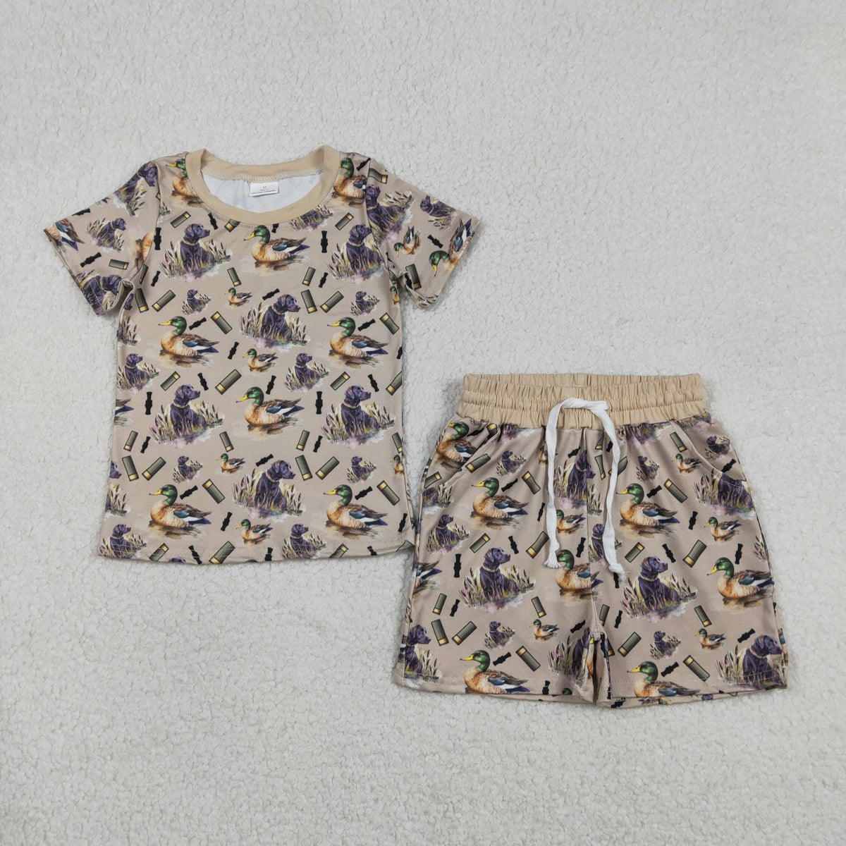 Sibling Baby Boys Short Sleeve Southern Camo Ducks Top Pockets Short Hunting Clothes Sets