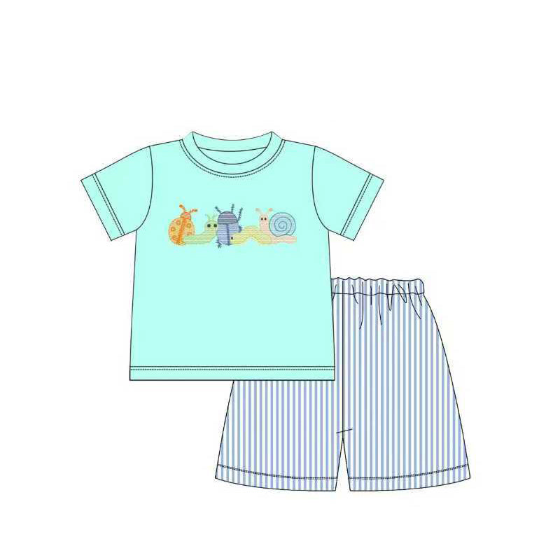 Baby Boys Ladybirds Snails Top Stripe Shorts Clothes Sets Preorder