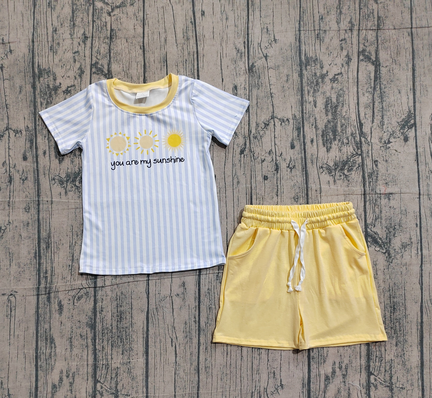 Baby Boys Stripe You are My Sunshine Top Pockets Shorts Clothes Sets