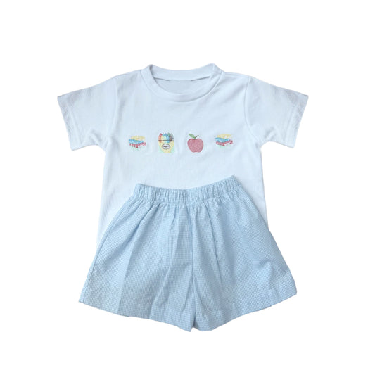 Baby Boys Pencil Apples Top Shorts Back to School Clothes Sets Preorder